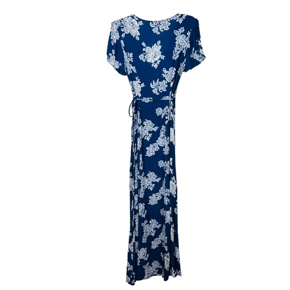 Lulu’s Heart Of Marigold Floral Maxi wrap Dress-navy - Picture 6 of 9